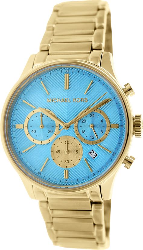 michael kors watch setting chronograph|Michael Kors turquoise face watch.